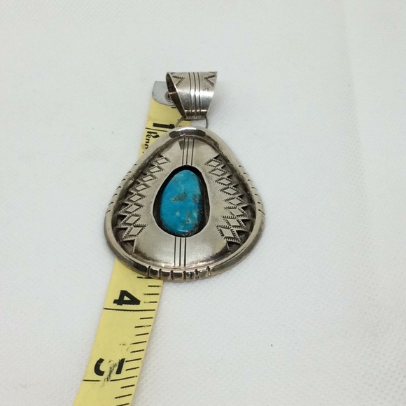 Nice turquoise pendant sterling tt signed - Picture 5 of 6